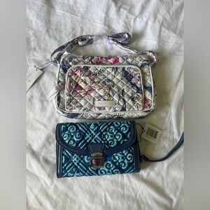 Vera Bradley Cream and Blue Quilted Crossbody Bags Bundle